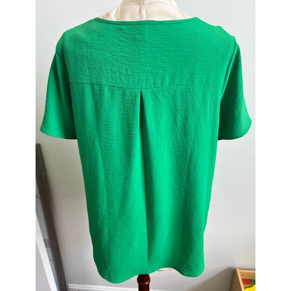 Good Days Only Green Short Sleeve Blouse Large - Picture 5 of 7